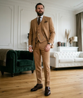 Dreiteiliger Maßanzug mit Sakk, Weste und Slim-Fit-Hose